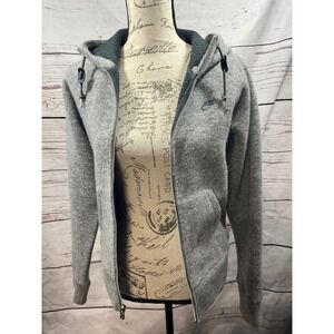 Nike Sportswear Mens Medium Gray Wool Blend Waffle Knit Full Zip Hoodie Jacket